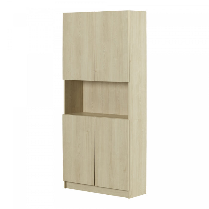 Liora Bibliotheque 4 Portes Et Rangement Ouvert - Chene Blanchi