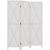 Homcom Ecran De Confidentialite A 3 Panneaux Design Pliable 5,6 Pi, Blanc