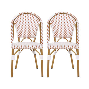 Chaises de bistrot francaises Julien en rotin synthetique et aluminium, lot de 2 - blanc et rouge