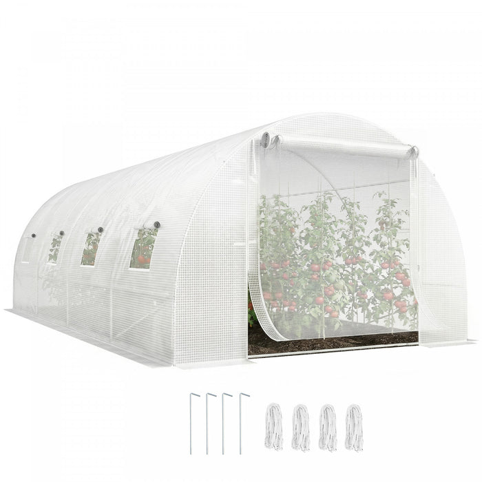 Outsunny Serre Tunnel de Jardin avec Tiges de Support, Blanc