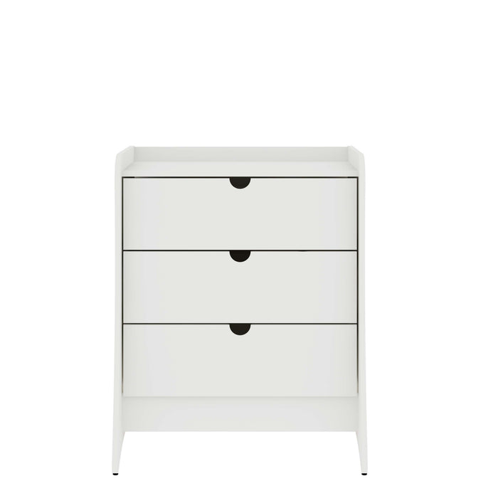 Table de nuit Coney style milieu du siecle 28\" en blanc (3 tiroirs)