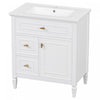 Olivia Meuble-lavabo de 30\" avec vasque en ceramique et bois caoutchouc massif, Blanc