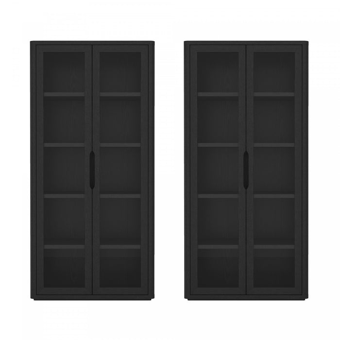 Armoire bibliotheque moderne Rivington 38\" en noir - Lot de 2
