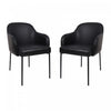 Fauteuil contemporain Loft en cuir vegetalien avec accoudoirs en metal noir - Lot de 2