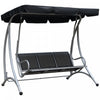 Outsunny Balancoire De Patio Pour 3 Personnes Avec Auvent Reglable, Noir