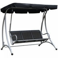 Outsunny Balancoire De Patio Pour 3 Personnes Avec Auvent Reglable, Noir