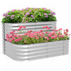 Outsunny Kit De Jardiniere Surelevee A 2 Niveaux, 4x3x1pi Jardiniere D'exterieur Galvanisee Avec Bordure De Securite Pour Legumes, Fleurs, Fruits Et Herbes, Argent