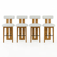  Sophia – Lot de 4 tabourets de bar modernes d’interieur en bois d’hevea avec dossier de soutien, coloris ivoire et noyer