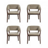Fauteuil Blake moderne en faux mohair avec accoudoirs en bois, lin – Lot de 4