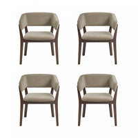  Fauteuil Blake moderne en faux mohair avec accoudoirs en bois, lin – Lot de 4
