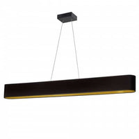Luminaire suspendu horizontal Aubrey de Dainolite ovale avec abat-jour noir et doré, fini noir mat et ampoule de 30 W