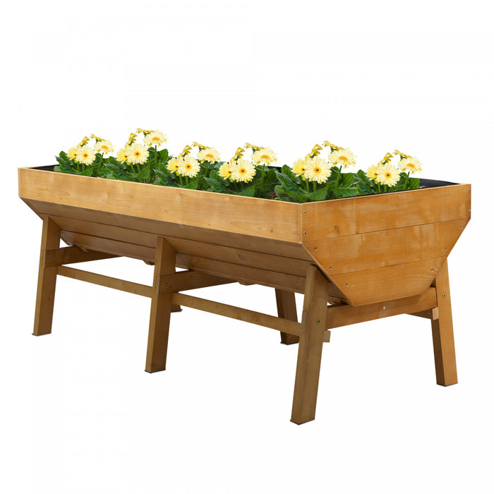 Outsunny Jardiniere Sur Pieds Potager Sureleve Tissu Non-tisse Inclus Bois Massif Sapin Bois Naturel