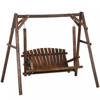 Outsunny 6.5' Causeuse Exterieure 2 Personne Porche En Bois Swing Carbonise