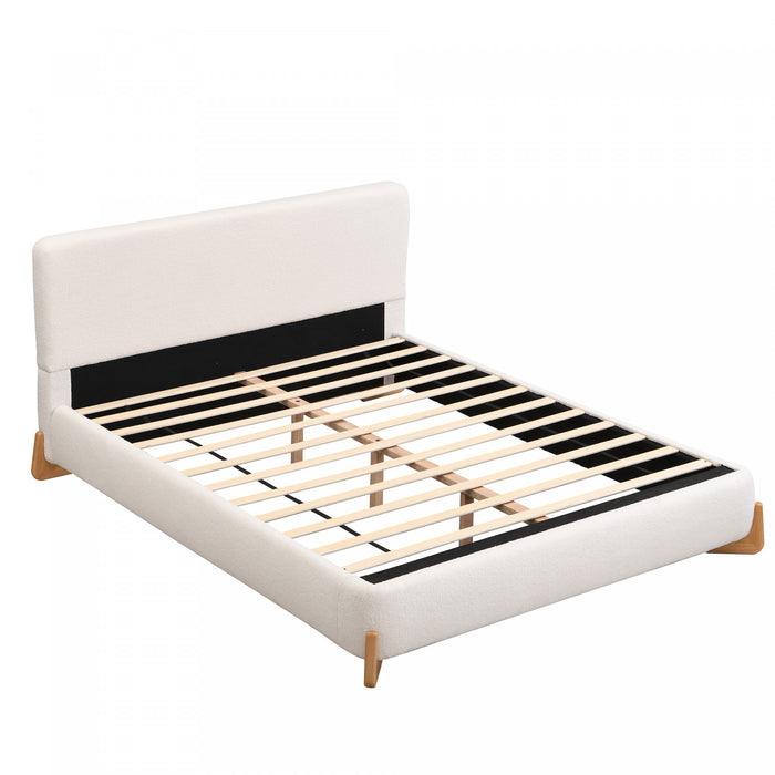 Olivia Lit elegant et confortable avec revetement, Taille Queen, Blanc