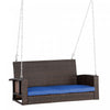 Outsunny Banc Suspendu En Rotin Chaise Suspendue De Jardin Balancoire Exterieure En Osier Pour 2 Personnes Avec Hamac Double Pour Cour, Bleu Fonce