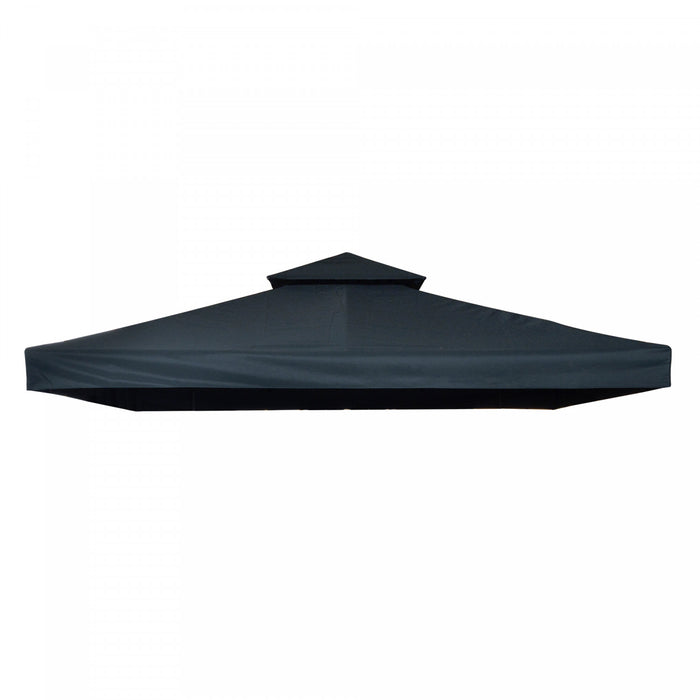 Outsunny 9.8' X 9.8' Square 2-tier Gazebo Canopy Replacement Top Cover Outdoor Garden Sun Shade, Dark Grey