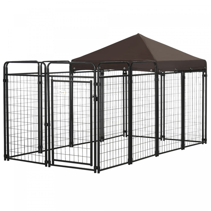 Pawhut Chenil D'exterieur Pour Chien Avec Auvent Etanche, Enclos Pour Chien Avec Maillon De Chaine Galvanise, Verrouillage Securise, Chiens De Grande Et Moyenne Taille, 9,3' X 4,6' X 5,2'