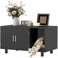 Pawhut Bac A Litiere Pour Chat, Meubles Caches, Table D'appoint Pour Maison De Chat, Toilettes Avec