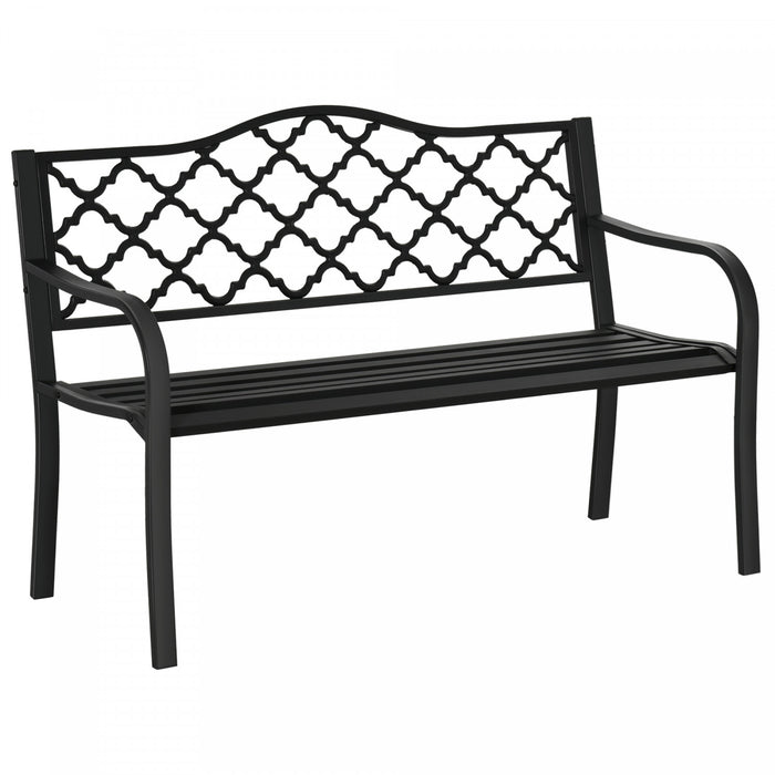 Outsunny Banc De Jardin 2 Places Loveseat D'exterieur En Acier, Noir