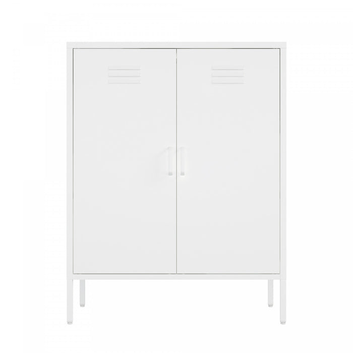 Armoire d’appoint moderne Naomi 32\" en metal blanc
