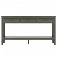  Table d'entree Emma 59,1'' de style ferme avec tiroirs et etagere ouverte, grise