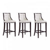 Tabouret de bar traditionnel en bois Fifth Avenue avec assise rembourree, blanc perle – Lot de 3