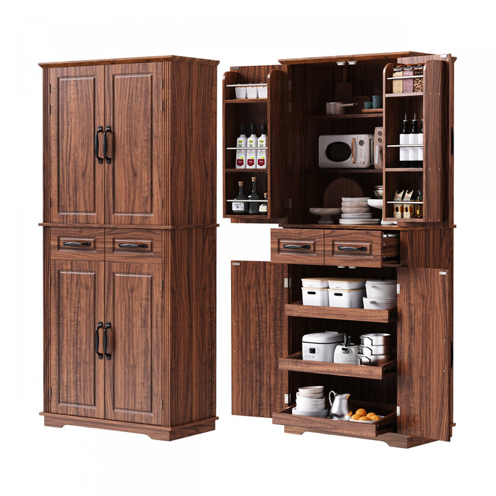 Armoire De Rangement Fabian 72\" Avec Etageres Reglables Et Organiseurs Coulissants - Marron