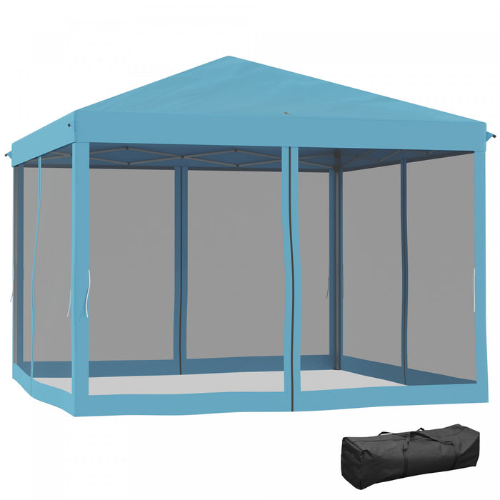 Outsunny Auvent 10' X 10' Avec 4 Parois Laterales Amovibles, Bleu Clair