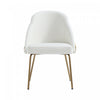 Chaise de salle a manger moderne Gracie en metal et cuir vegetalien blanc et or