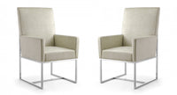 Chaise de salle a manger moderne en velours et metal Element, coloris champagne - Lot de 2