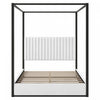 Lit plateforme Sophia a baldaquin avec tete de lit en mousse et velours, taille queen, noir