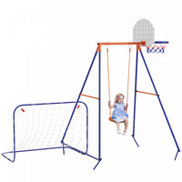 Outsunny Swing Set Pour Enfants Exterieur 3 En 1 Cadre D'oscillation En Metal Avec Siege D'oscillati