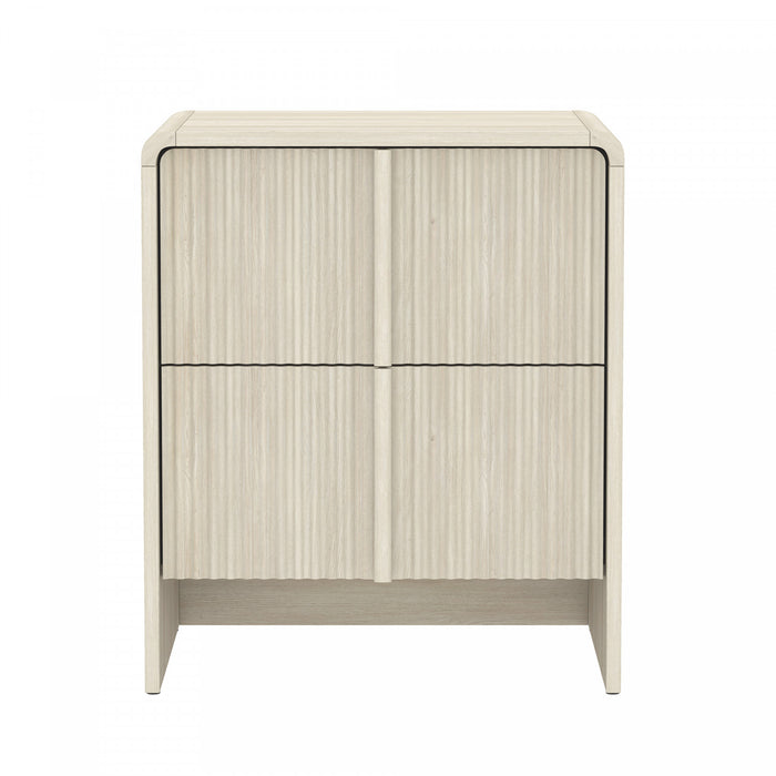 Table de nuit contemporaine Novara 56 cm en chene blanchi (2 tiroirs)