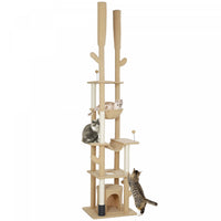 Pawhut Arbre A Chat Du Sol Au Plafond, Hauteur Reglable De 89 A 100 Po Pour Grands Chats Avec Griffo