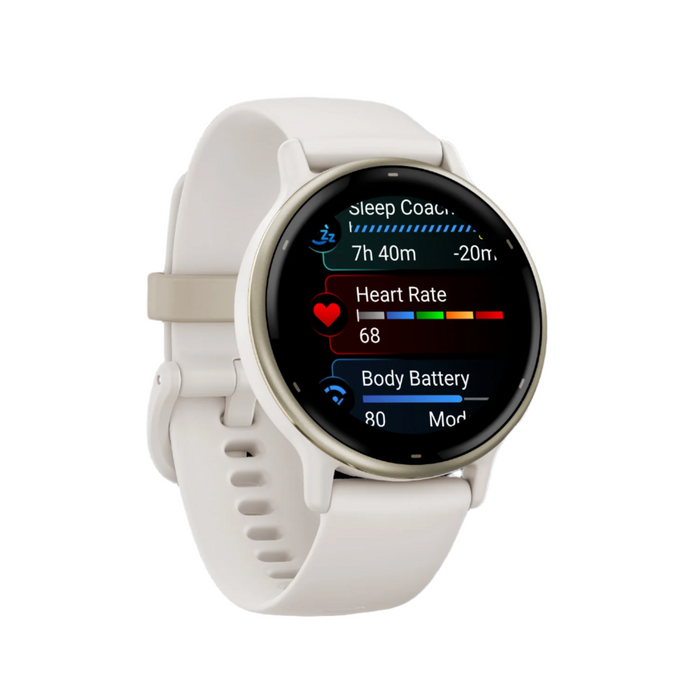 Garmin Vivoactive® 5 Montre Intelligente - Fonctionnalites Avancees De Suivi De La Sante Et De La Condition Physique - Ivoire Et Or Creme