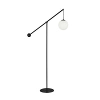 Lampe à pied Holly de Dainolite de 66 po de hauteur en verre blanc opale, avec fini noir mat et 1 ampoule