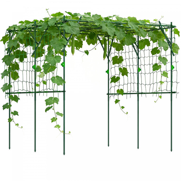 Outsunny Treillis en Arche de Jardin, Support Grimpant de 7,3 Pieds, Vert