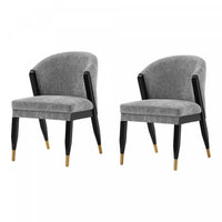  Chaise de salle a manger Ola en bois moderne avec revetement en chenille grise - Lot de 2