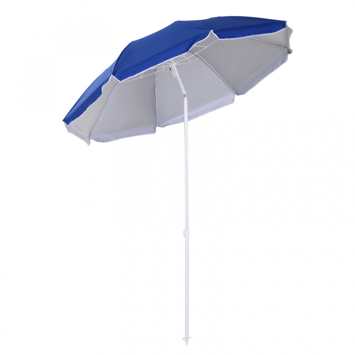 Outsunny Parasol De Plage De 6.7pi, Inclinable Et Sac De Transport, Bleu