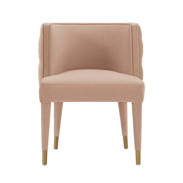 Chaise de salle à manger moderne Maya de Manhattan Comfort en velours capitonné - couleur chair