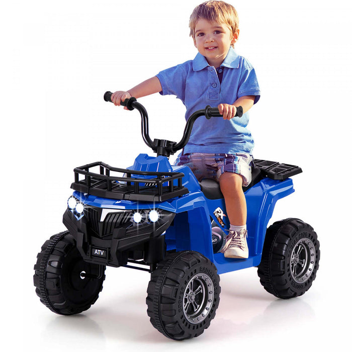 Costway Kids Ride Sur Atv Electrique 6v 4 Roues Quad Car Avec Un Bouton De Demarrage Pneus De Bande De Roulement Marine