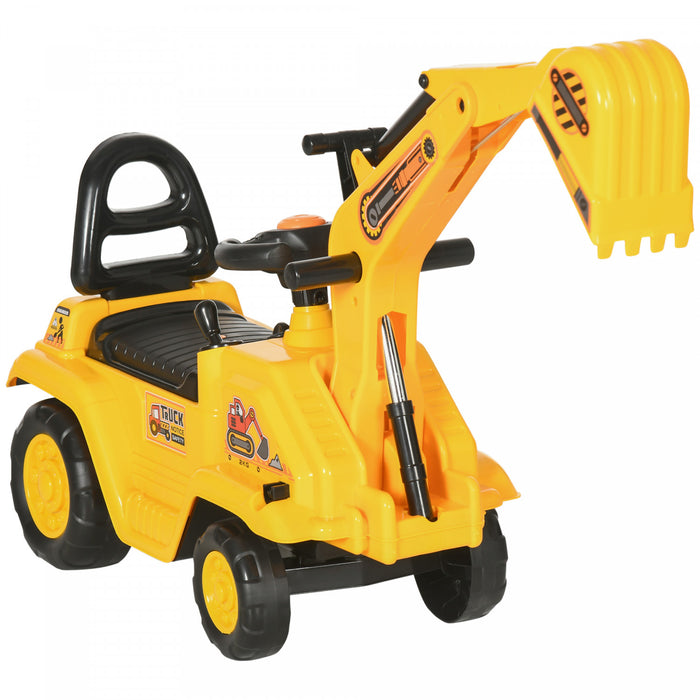 Homcom 3 En 1 Tour Sur Jouet Pelle Scooter Tirant Chariot Seimulation Jouer Camion De Construction