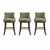 Tabouret de comptoir moderne Lucia en bois et chenille, vert feuille - Lot de 3