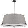 Luminaire suspendu Preston de Dainolite de 33 po de diamètre avec abat-jour en tissu gris, fini noir mat et 4 ampoules