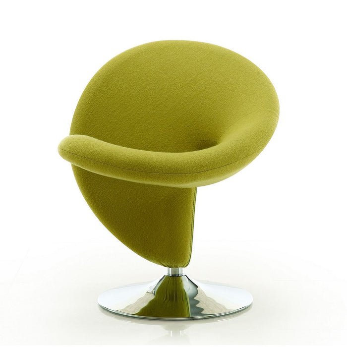 Fauteuil d’appoint pivotant Curl de Manhattan Comfort en chrome poli et en mélange de laine - vert