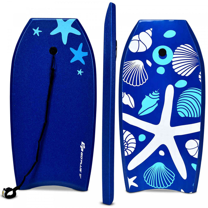 Planche De Bodyboard Surf 41 Pouces (105 X 51 X 6 Cm) Avec Sangle De 90 Cm Et Motif Cocotier + Parasol Pour Debutant Enfant Adulte Xpe+hdpe 1,8kg