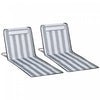 Outsunny Chaise Longue Pliante 2 Pcs, Chaise Longue Avec Oreiller, Gris