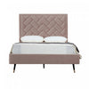Lit double moderne Crosby en velours capitonne, coloris rose blush