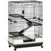 Pawhut Cage A Lapin A 3 Niveaux Pour Interieur Roulant Pour Petits Animaux, Furets, Clapier Chinchillas, Plateau Coulissant Avec Roulettes, Meubles Pour Animaux De Compagnie