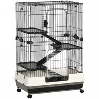 Pawhut Cage A Lapin A 3 Niveaux Pour Interieur Roulant Pour Petits Animaux, Furets, Clapier Chinchil
